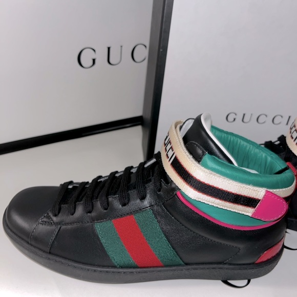 GUCCI Stripped Ace High Top Sneakers - Picture 6 of 8